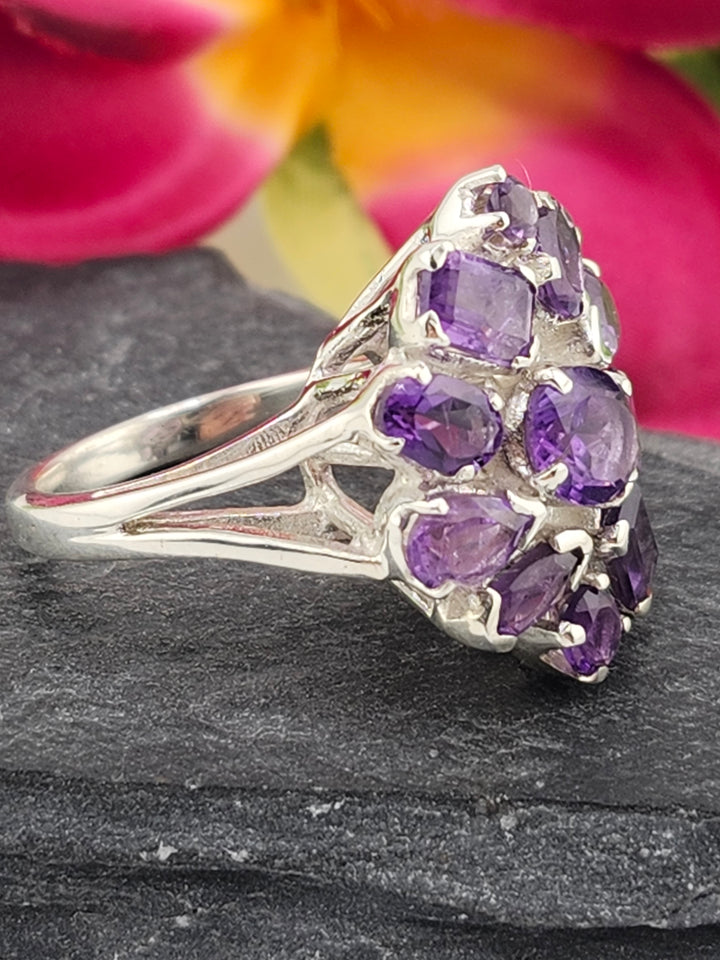 Cluster Amethyst Ring Size 7