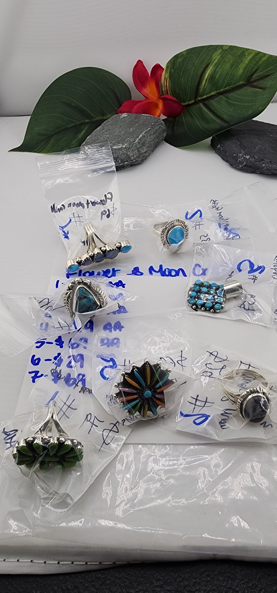 RESERVED FOR: Flower & Moon Crystals -4/5/2025 tiktok Live Show -  7 Sterling Silver Items