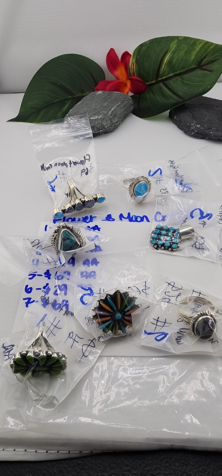 RESERVED FOR: Flower & Moon Crystals -4/5/2025 tiktok Live Show -  7 Sterling Silver Items