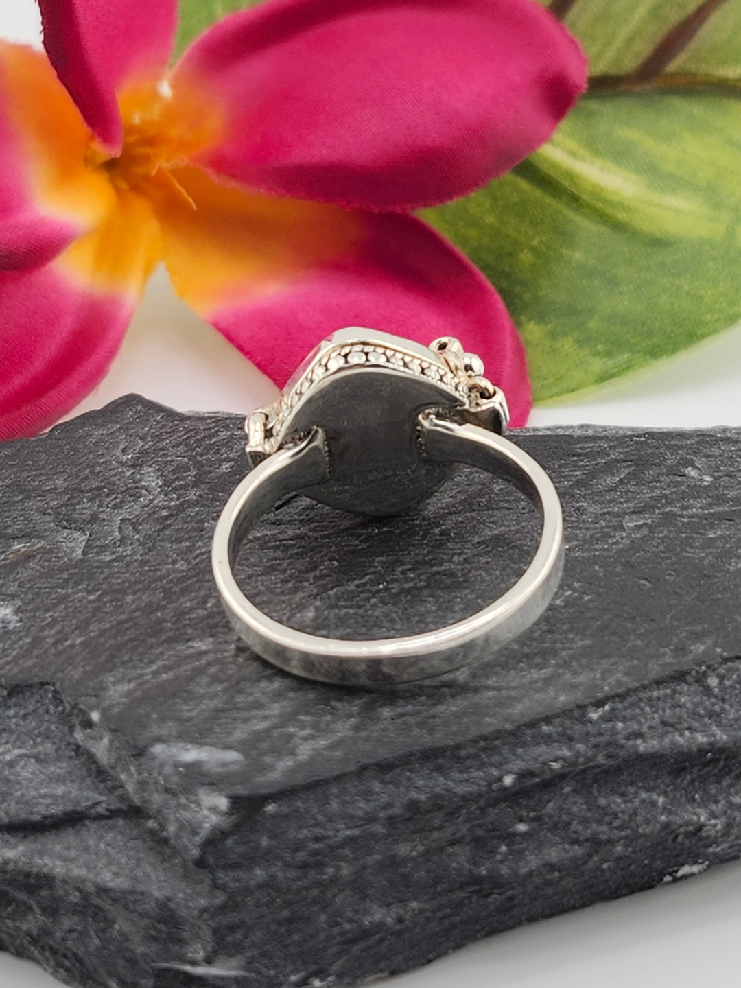 Kingman Turquoise and 925 Sterling Silver Locket Ring - Size 10