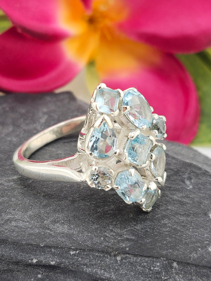 Cluster Topaz Ring Size 9.5
