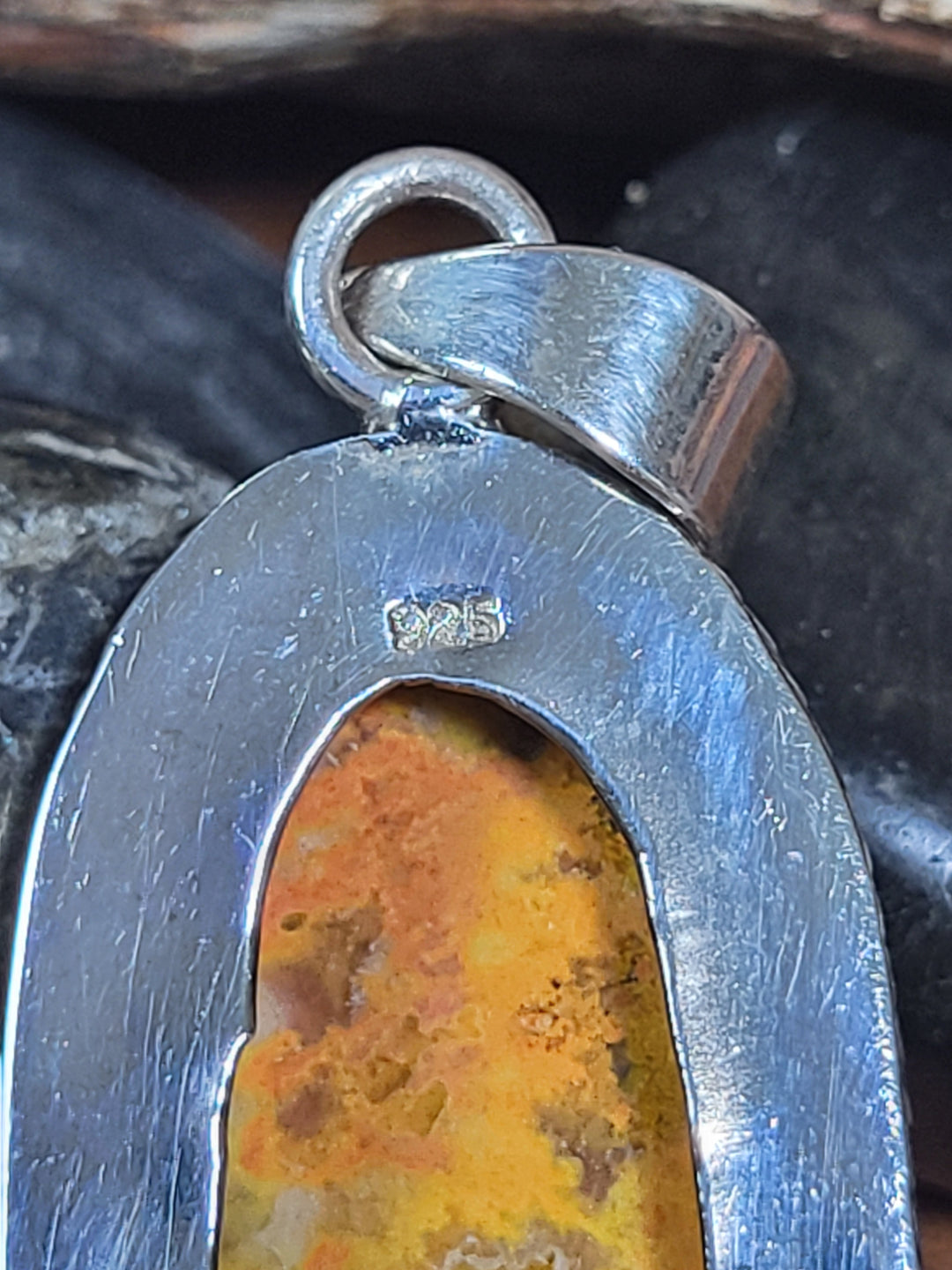 Natural Bumblebee Jasper 925 Sterling Silver Pendant - 2"