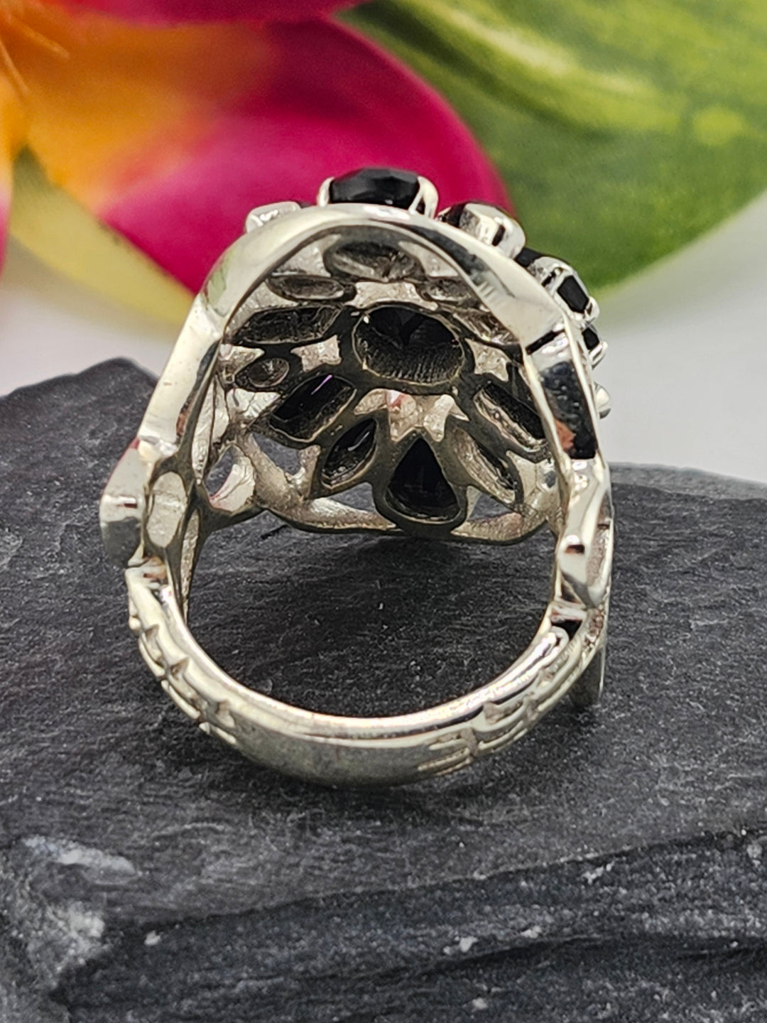 Cluster Black Onyx Ring Size 9