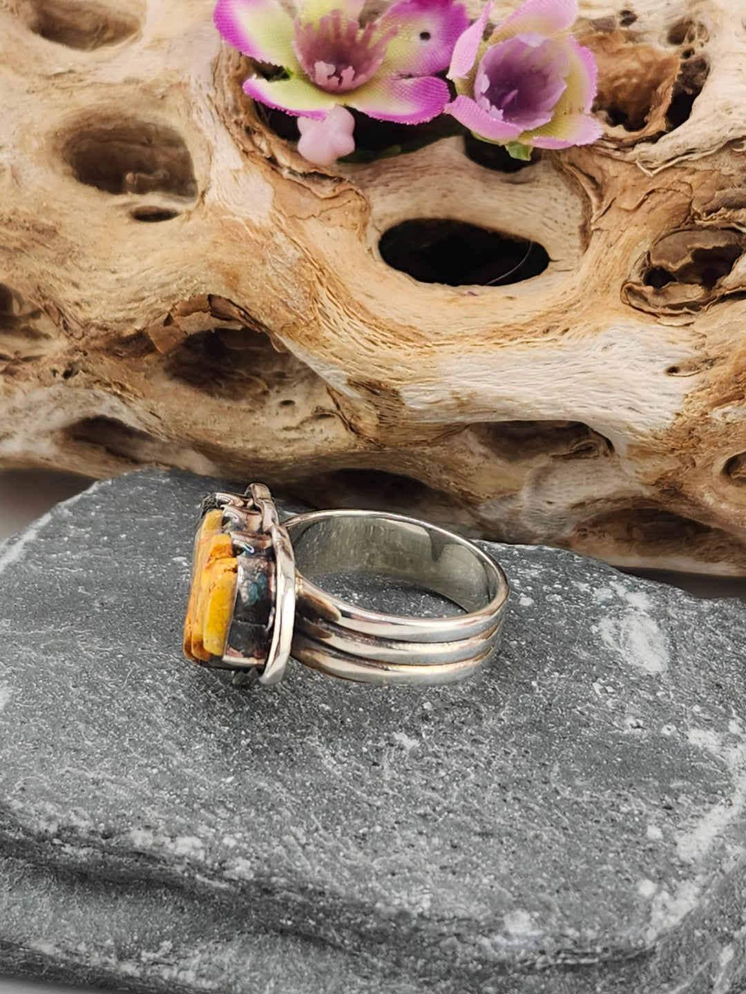 Bumblebee Jasper Bat Ring Size 8