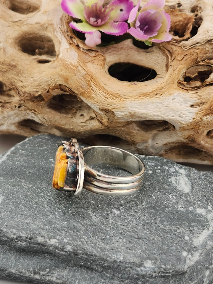 Bumblebee Jasper Bat Ring Size 8