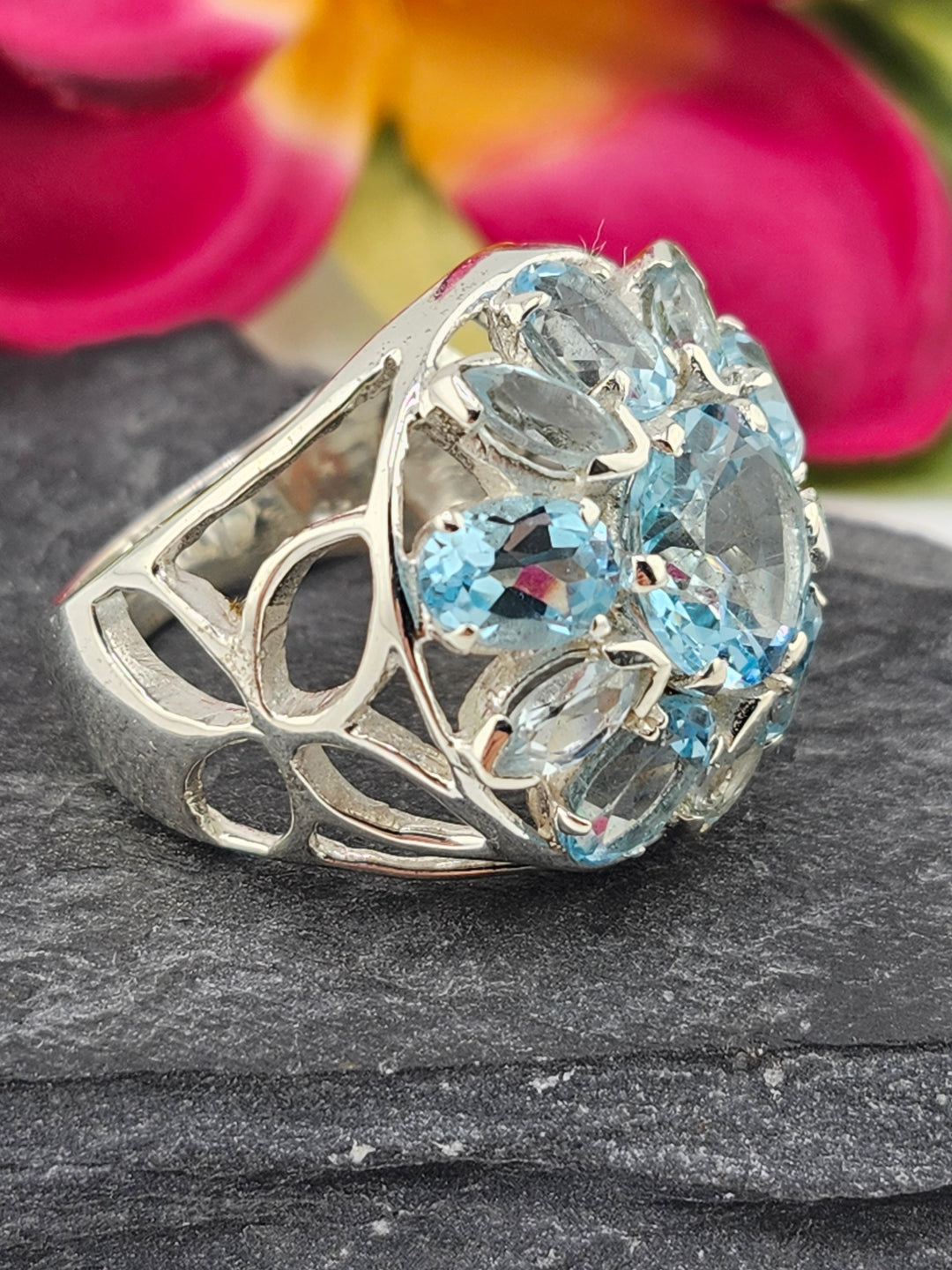 Cluster Topaz Ring Size 10