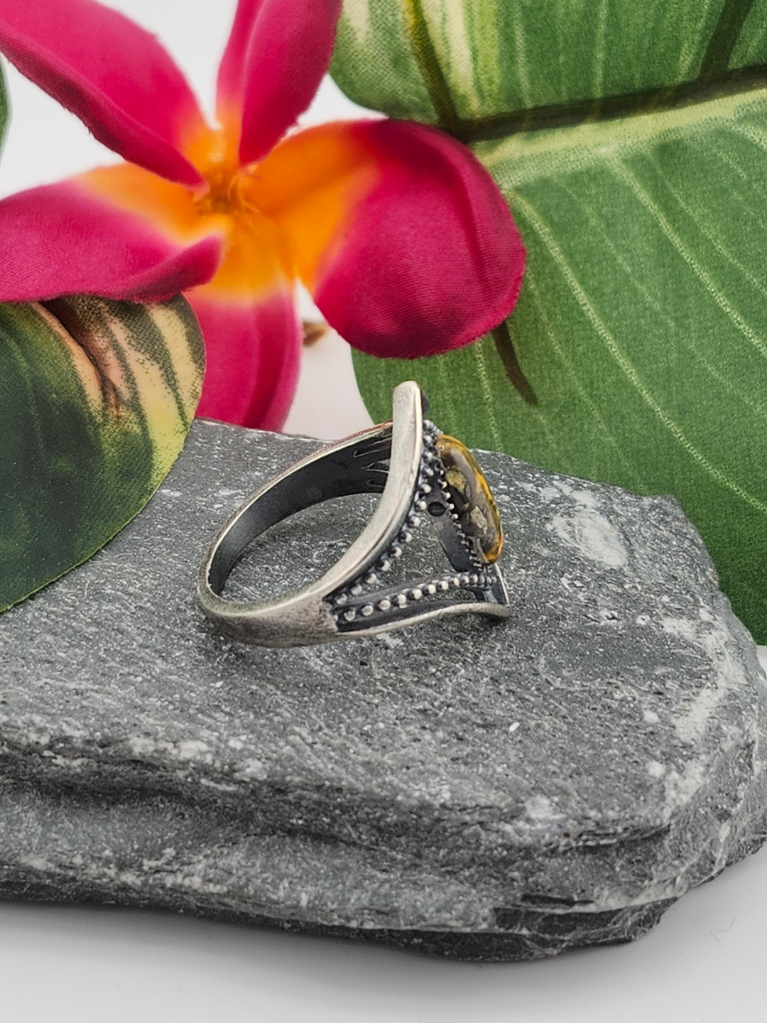 Oxidized Marquee Bumblebee Jasper Ring Size 9.25