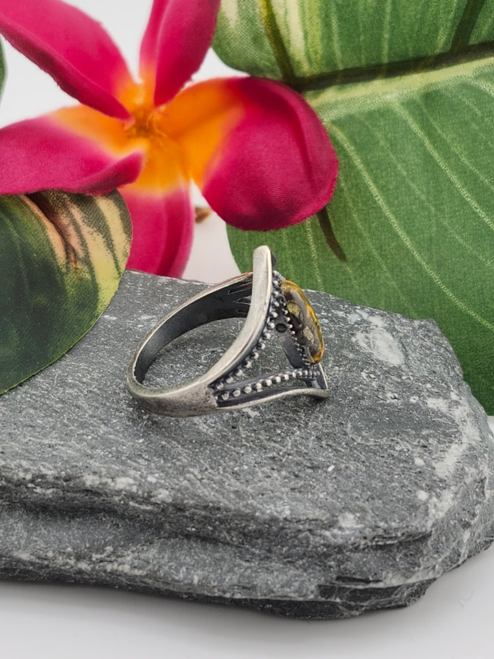 Oxidized Marquee Bumblebee Jasper Ring Size 9.25