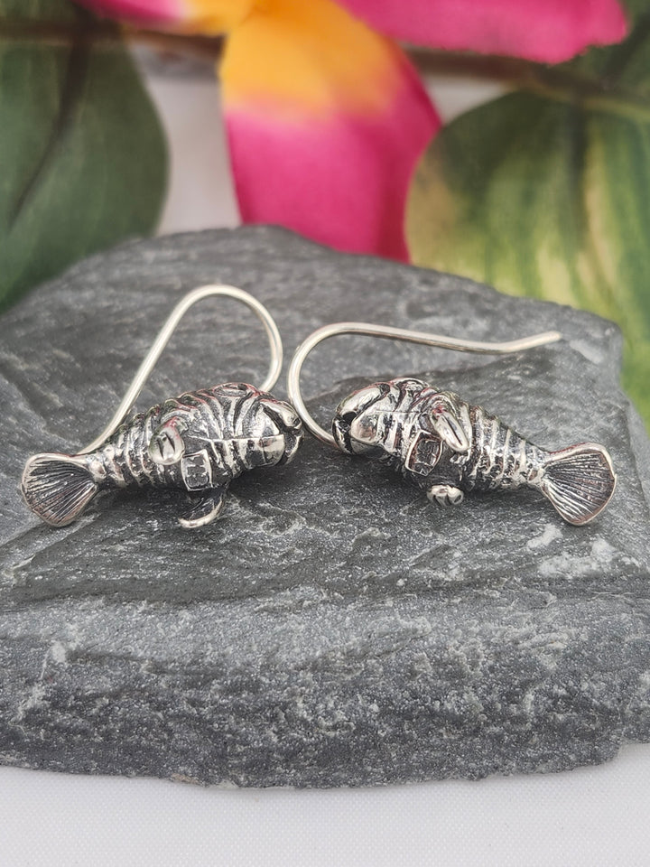 Designer SOMS 925 Sterling Silver Manatee Earrings