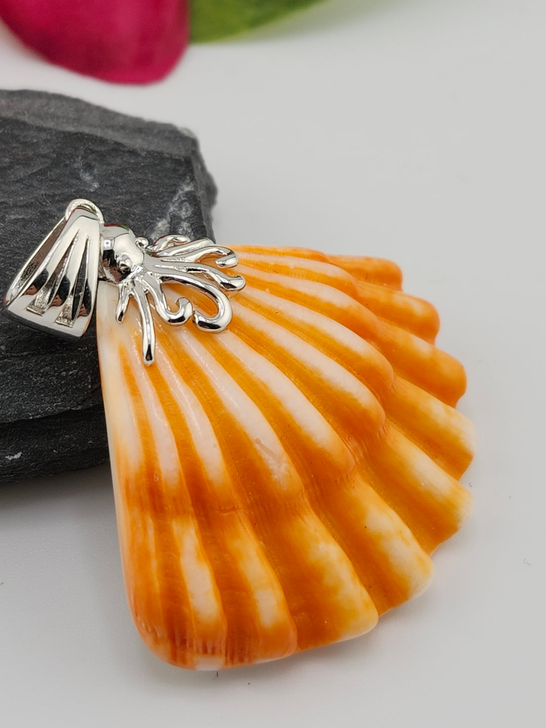 Carved Spiny Oyster Sea Shell Pendant