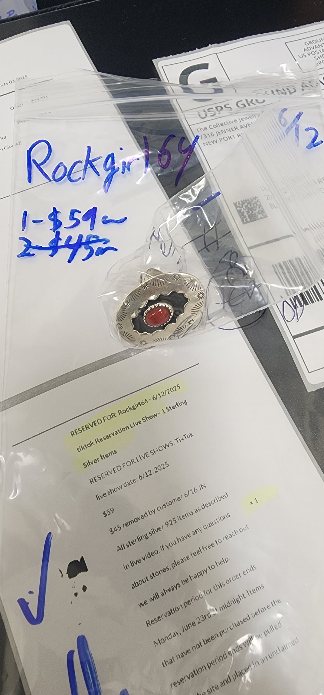 RESERVED FOR: Rockgirl64 - 6/12/2025 tiktok Reservation Live Show - 1 Sterling Silver Items