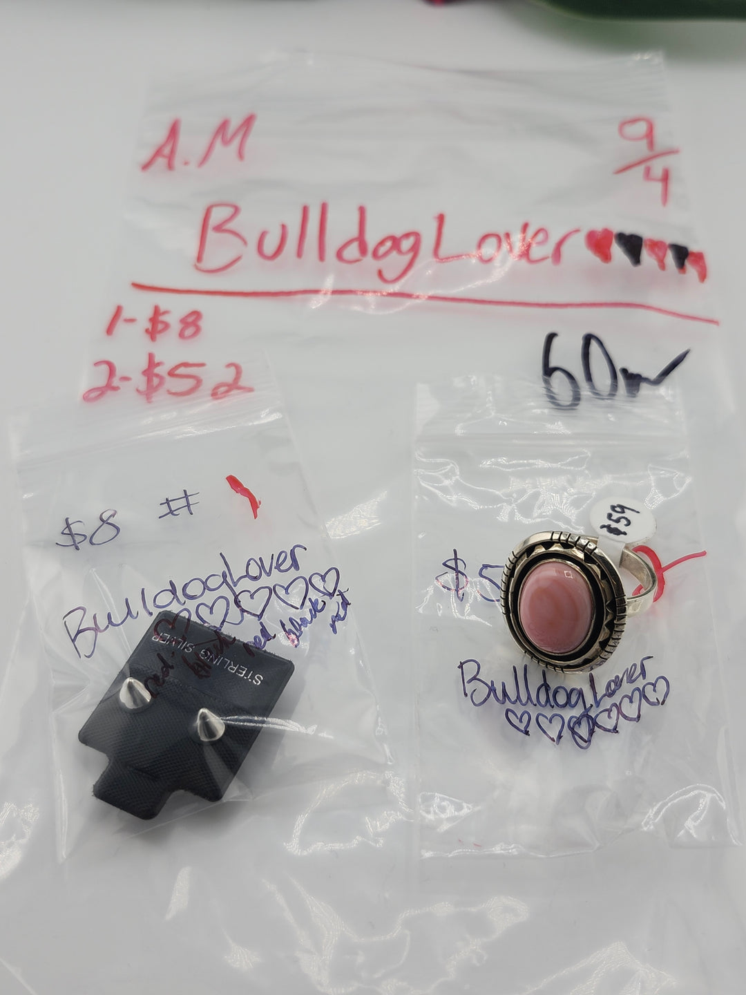 AM SHOW 48HR - RESERVED FOR: BulldogLover ❤️🖤❤️🖤❤️ - 9/4/2025 FL tiktok Live Show - 2 Sterling Silver Items