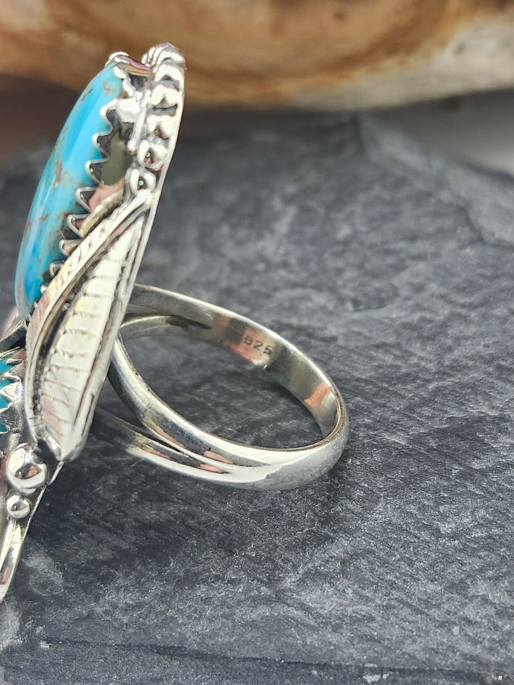 Blue Kingman Turquoise Ring Size 6