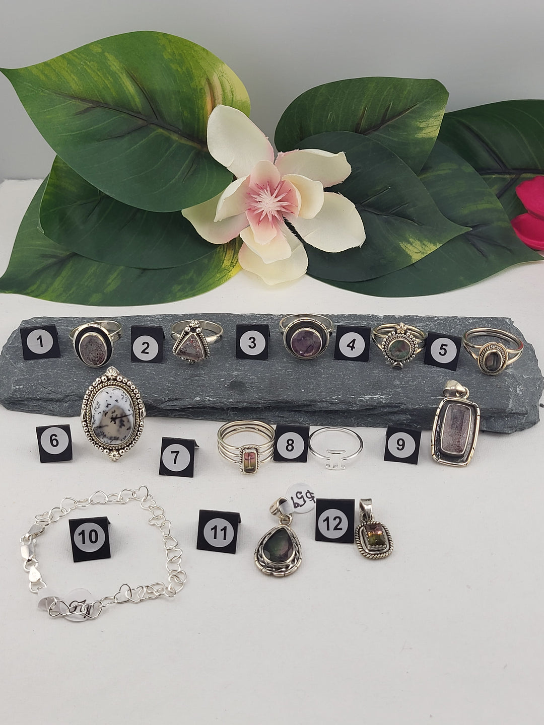 RESERVED FOR: Flower & Moon Crystals - 1/4/2025 - 12 Sterling Silver Items