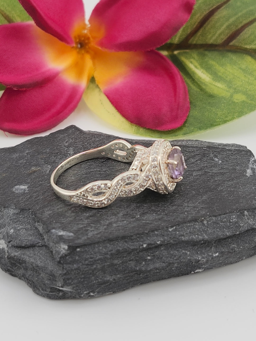 Ametrine and 925 Sterling Silver Ring w/ cz