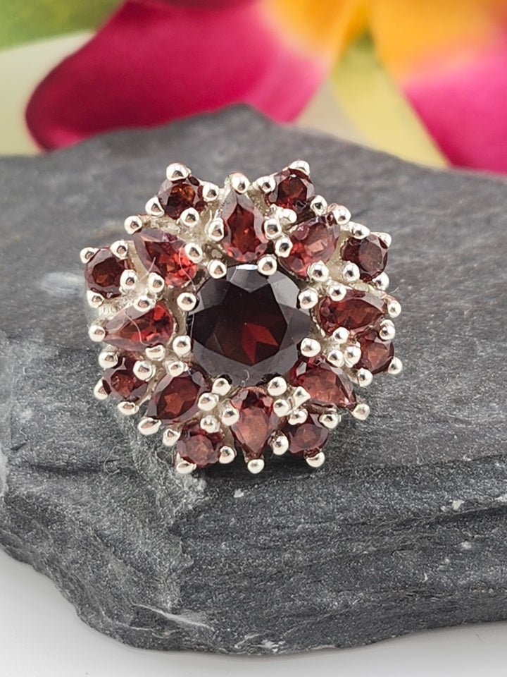 Cluster Garnet Ring Size 6