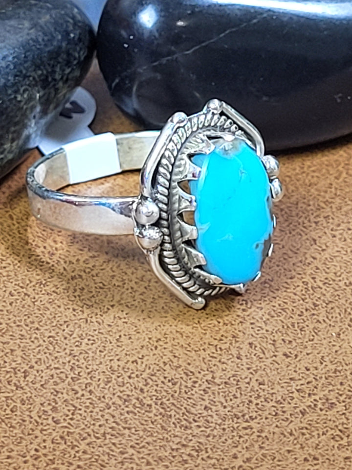 Fox Mines Turquoise Ring 925 Sterling Silver Size 9
