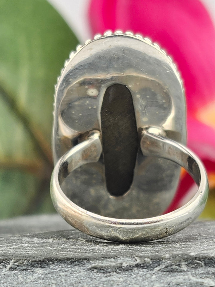 Titanium Druzy 925 Sterling Silver Ring Size 5