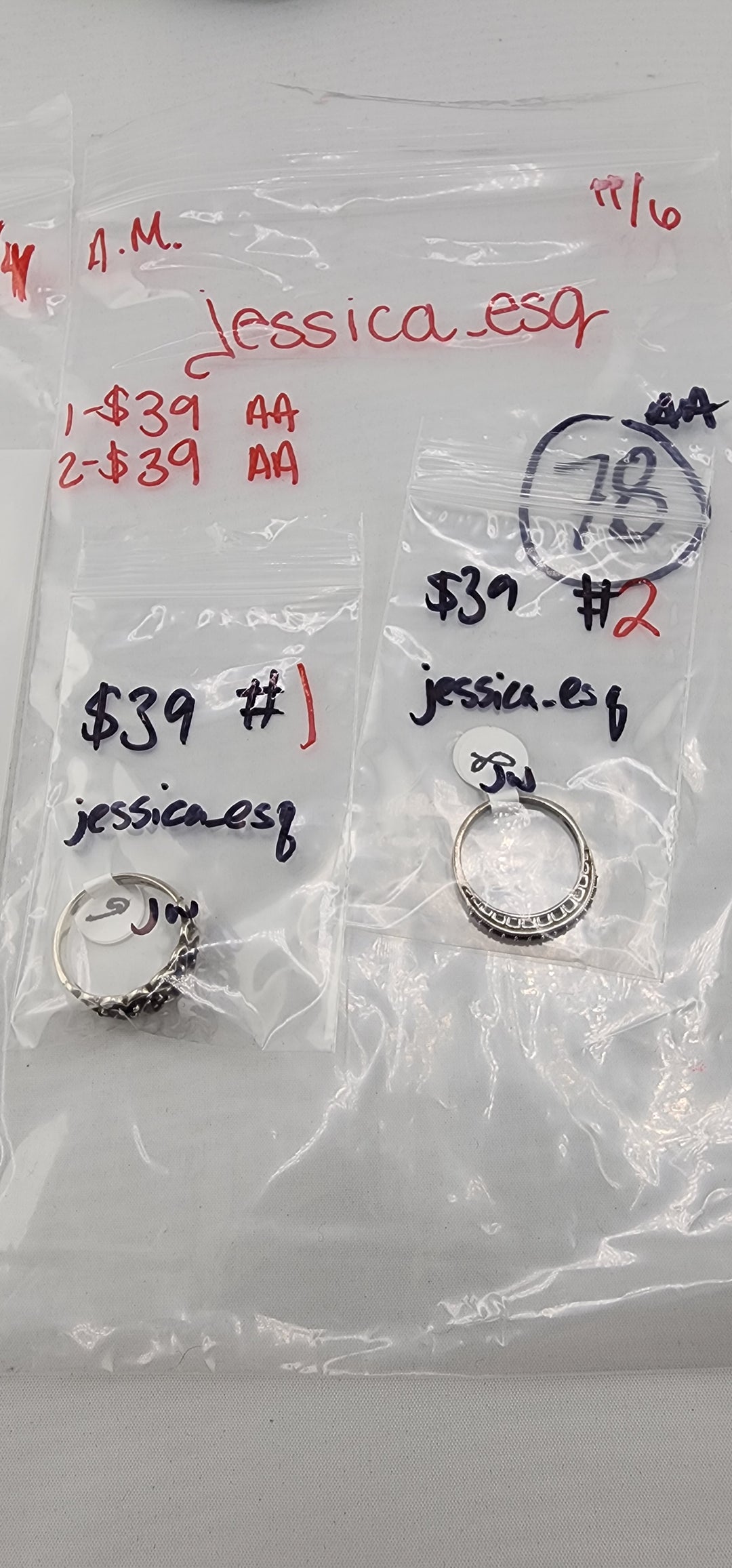 AM SHOW 48HR RESERVED FOR: jessica_esq  - 11/6/2025 FL tiktok Live Show - 2 Sterling Silver Items