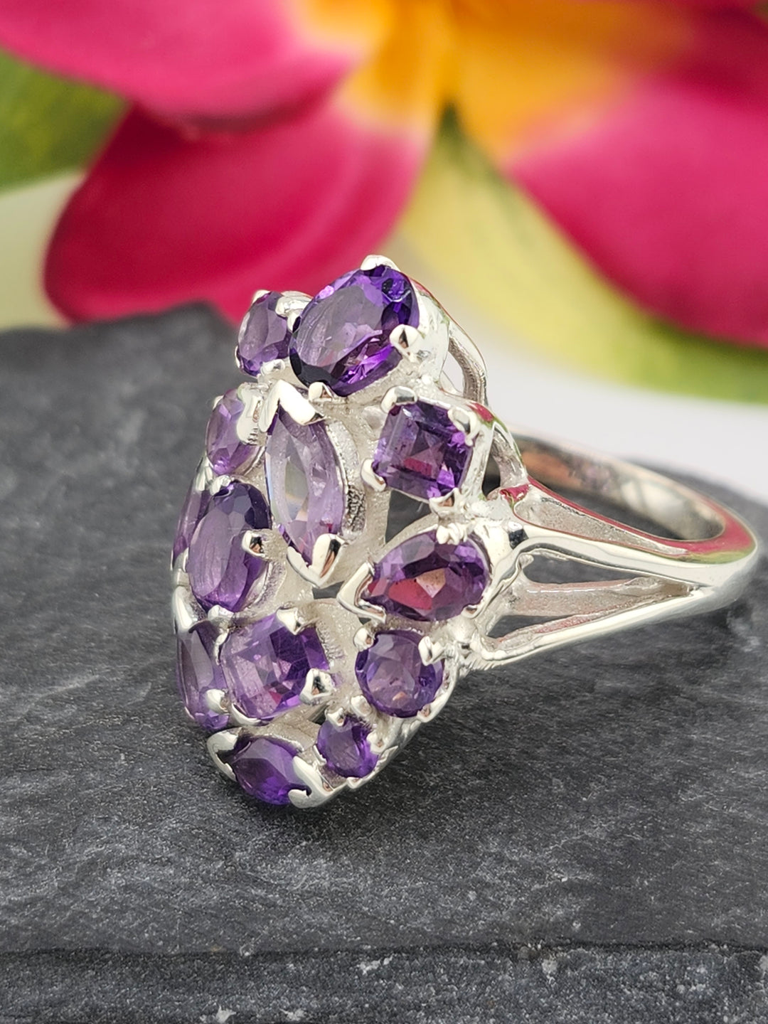 Cluster Amethyst Ring Size 8