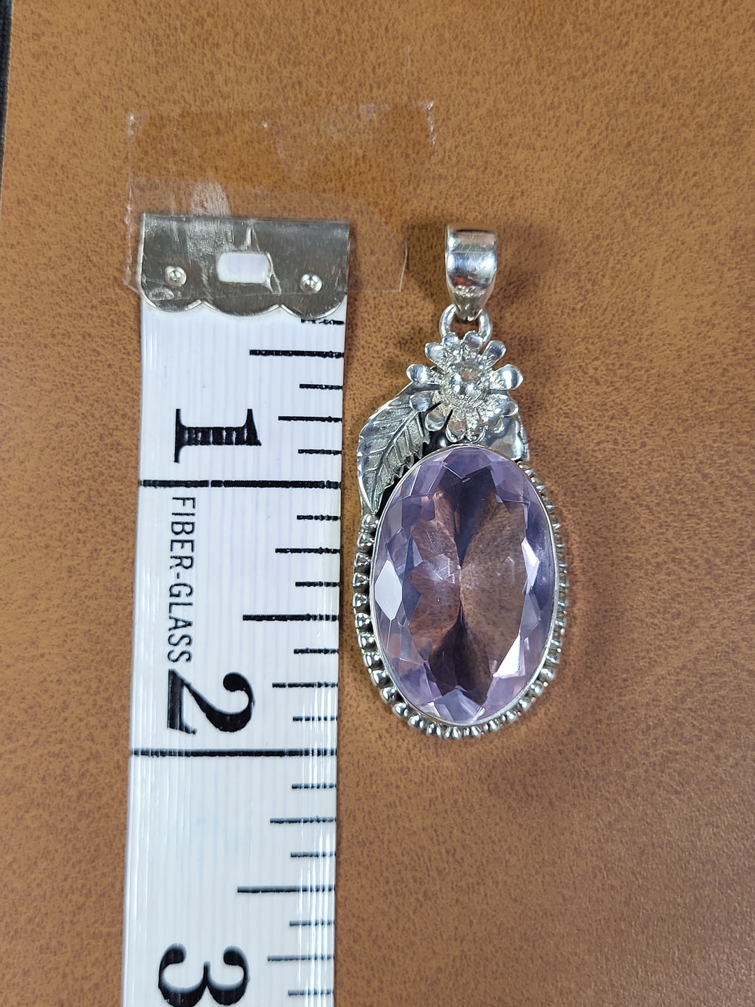 Natural Lavender Quartz 925 Sterling Silver Pendant - 2"
