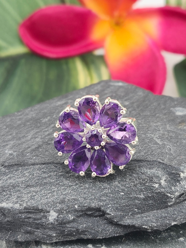 Amethyst Flower Ring Size 5