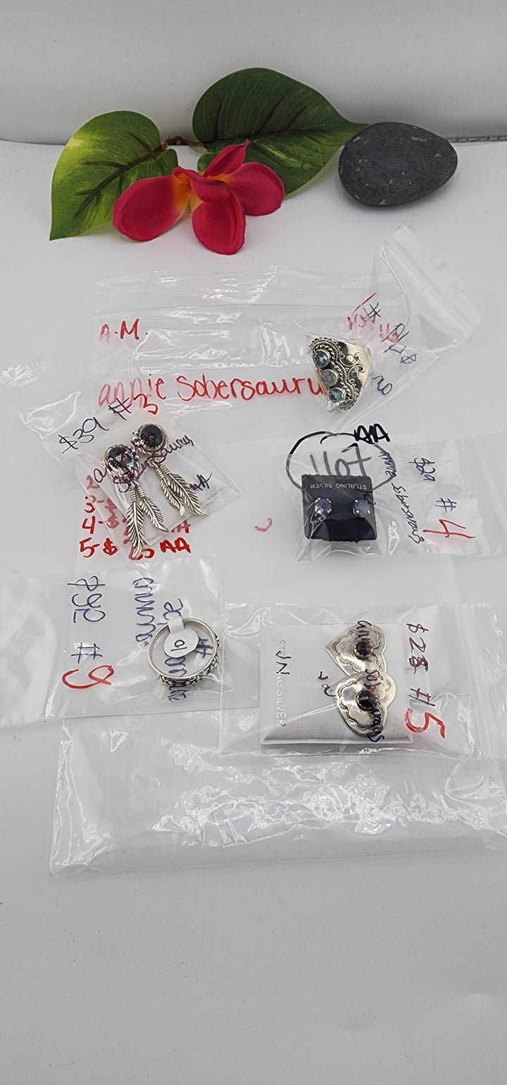 AM SHOW 48HR RESERVED FOR:  annie sobersaurus - 10/16/2025 FL tiktok Live Show -  5 Sterling Silver Items
