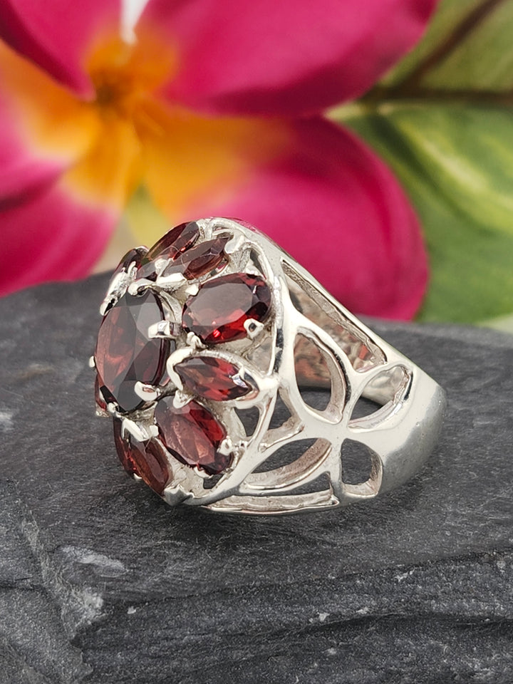 Cluster Garnet Ring Size 9