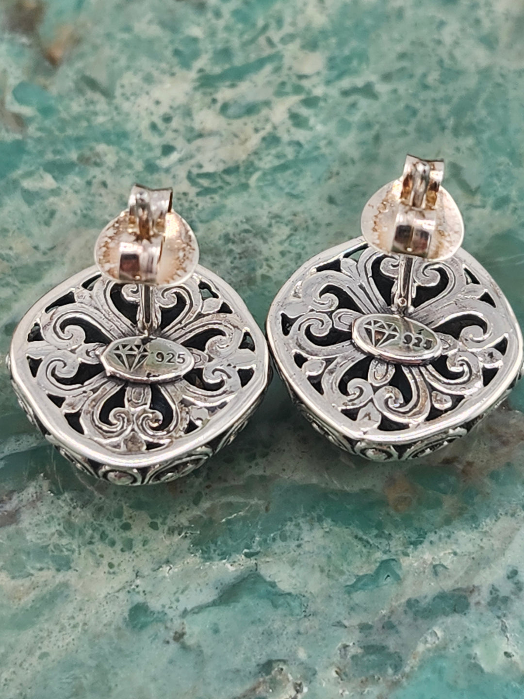 Bali 925 Sterling Silver and Mystic Topaz Stud Earrings