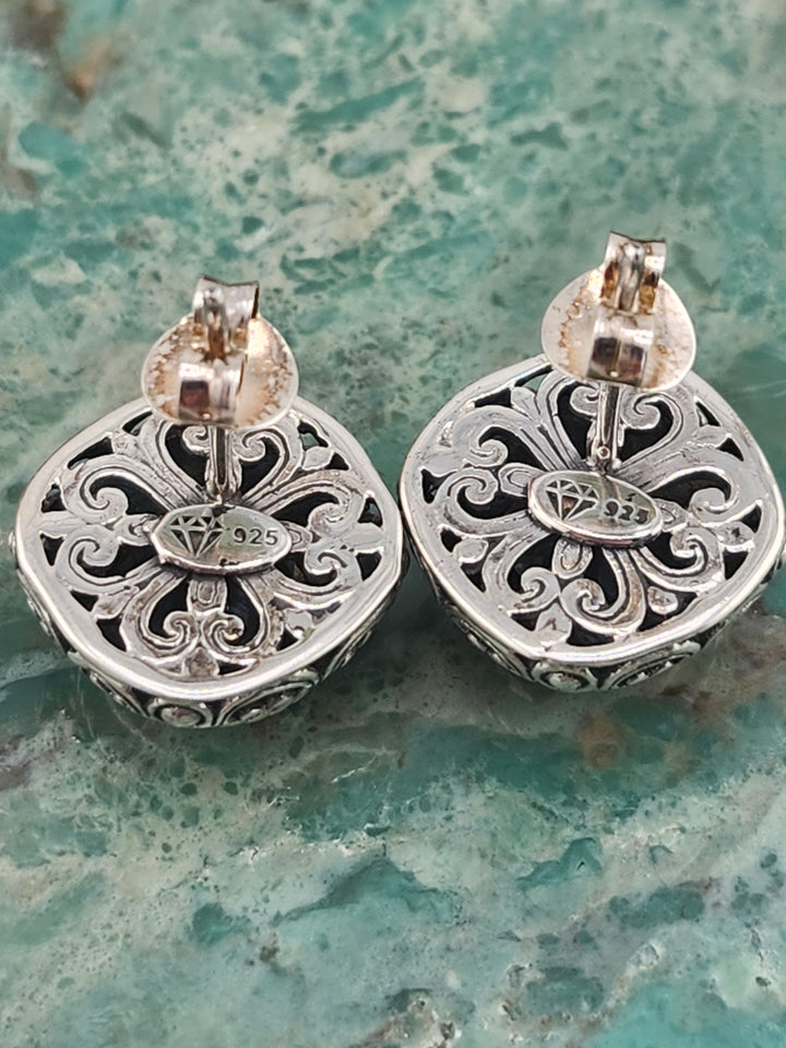 Bali 925 Sterling Silver and Mystic Topaz Stud Earrings