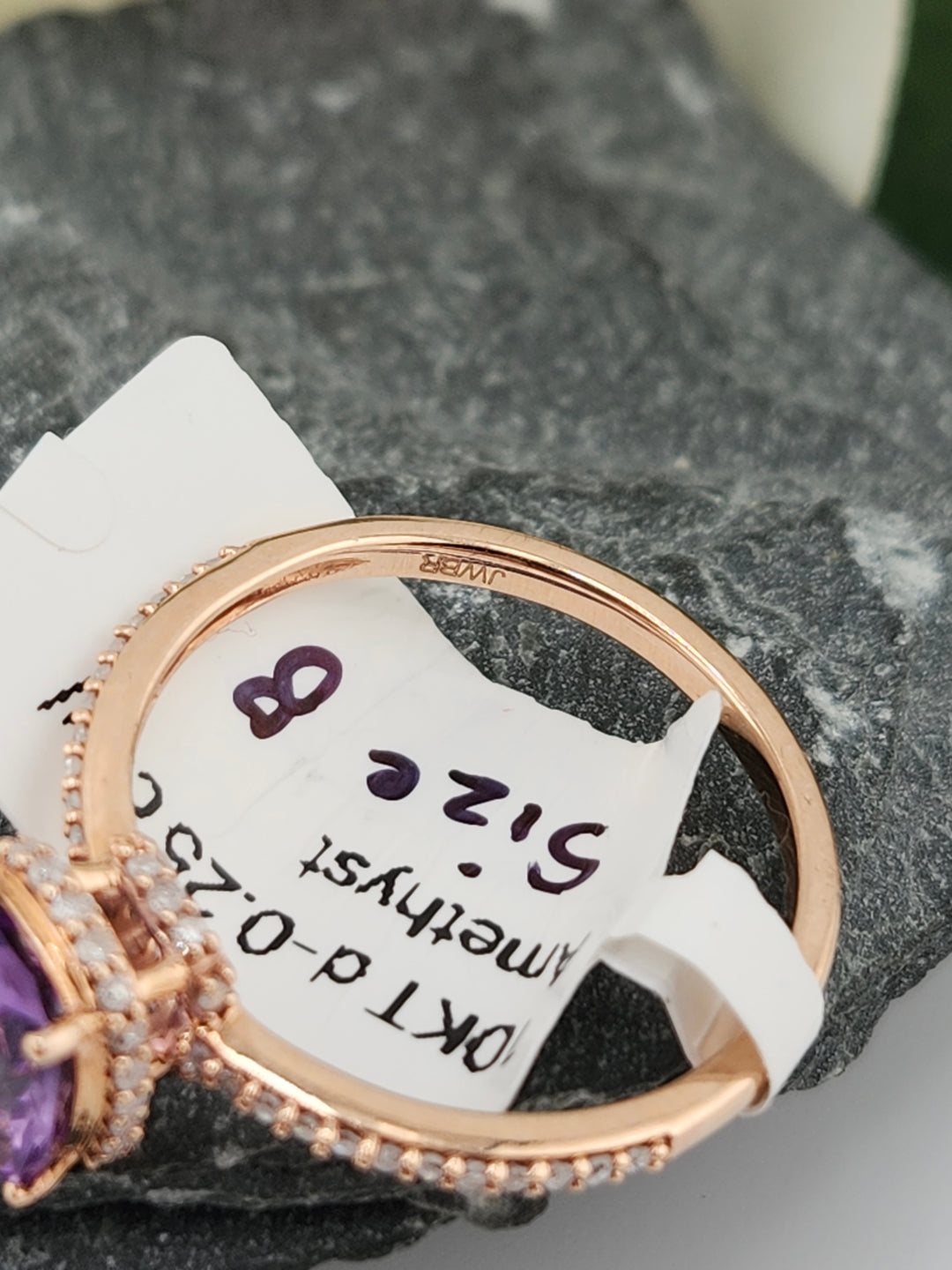 10K Rose Gold Diamond and Amethyst Ring