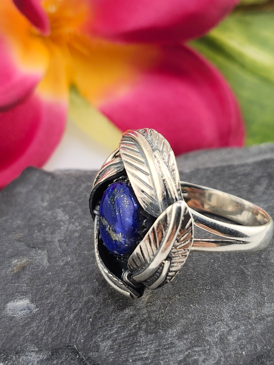 Lapis &amp; 925 Sterling Silver Ring Size 8