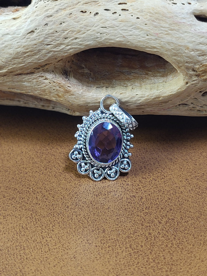Natural Amethysts Pendant 925 Sterling Silver
