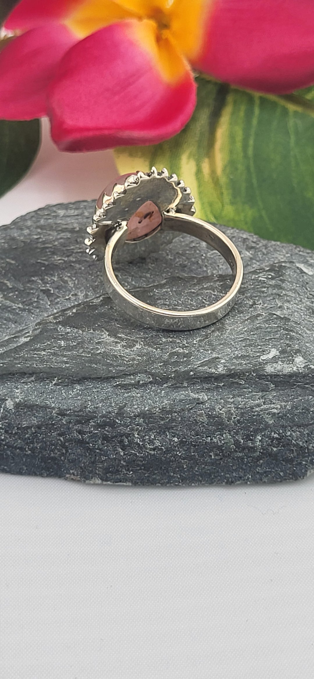 Morganite and 925 Sterling Silver Ring Size 7.5