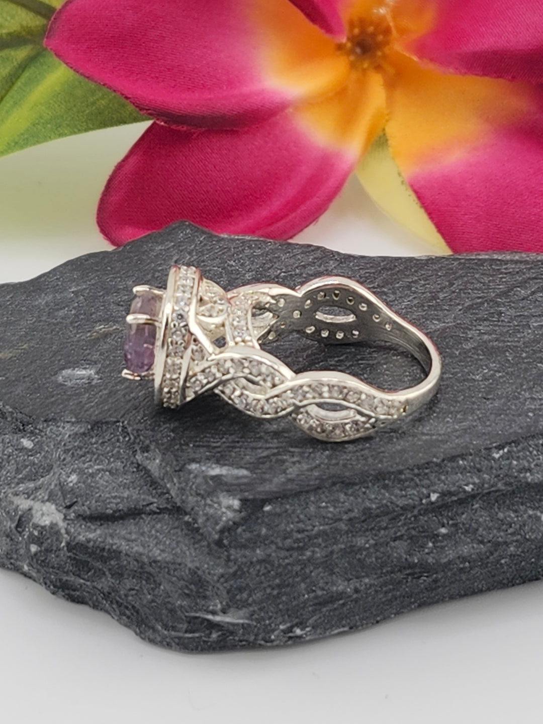 Ametrine and 925 Sterling Silver Ring w/ cz