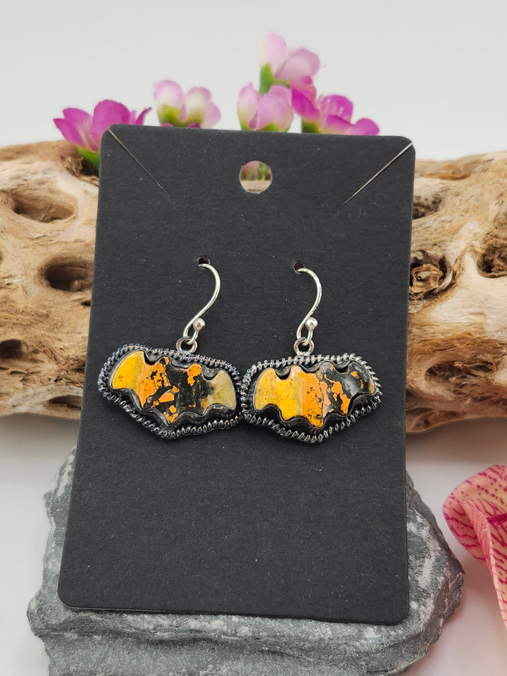 Bumblebee Jasper Bat Dangle Earrings