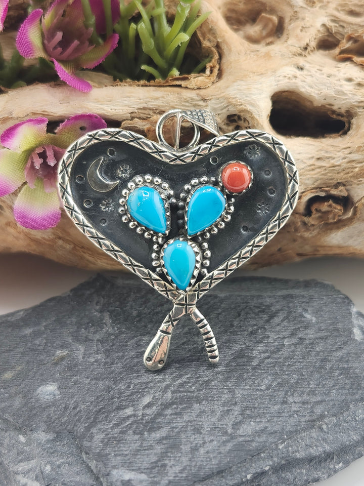 Turquoise & Red Spiny Oyster Pendant