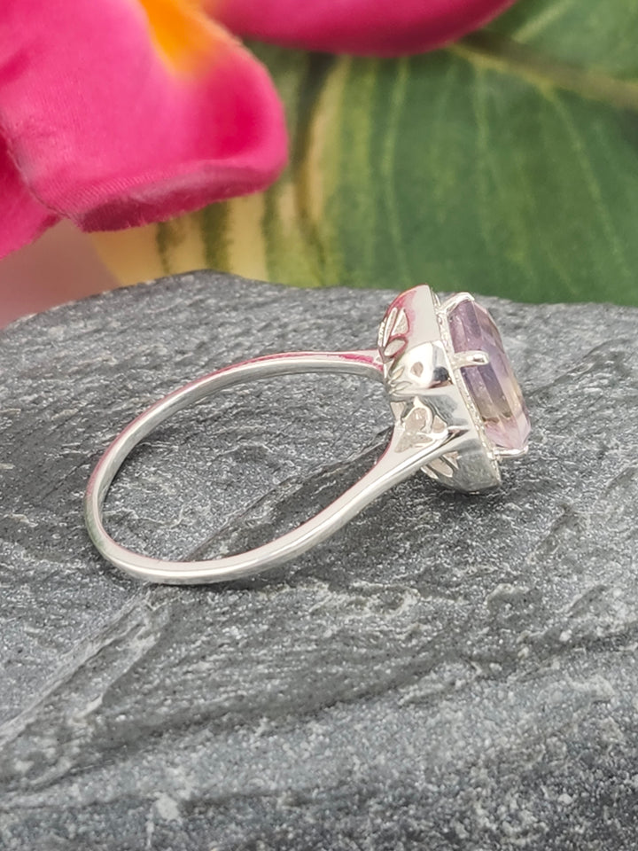 Ametrine/Cubic Zirconia 925 Sterling Silver Ring - Size 8