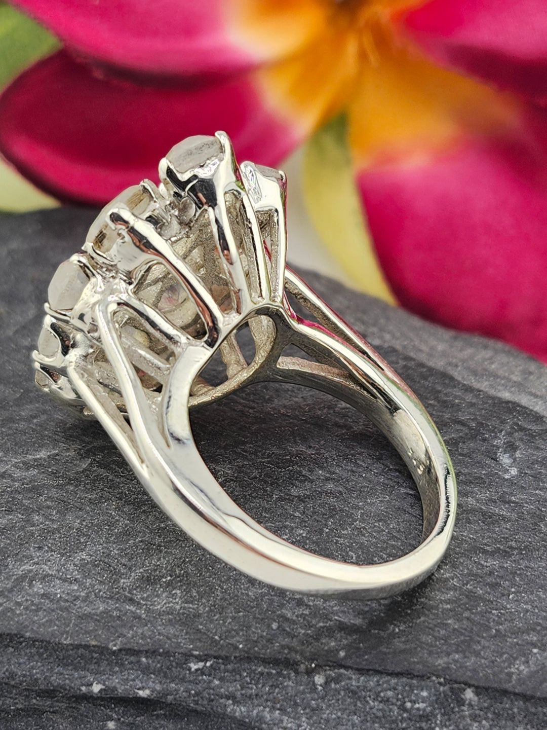 Cluster Moonstone Ring Size 8.75