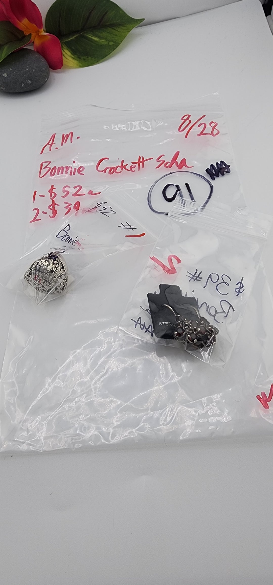 AM SHOW 48HR - RESERVED FOR: Bonnie Crockett Scha - 8/28/2025 FL tiktok Live Show - 2 Sterling Silver Items