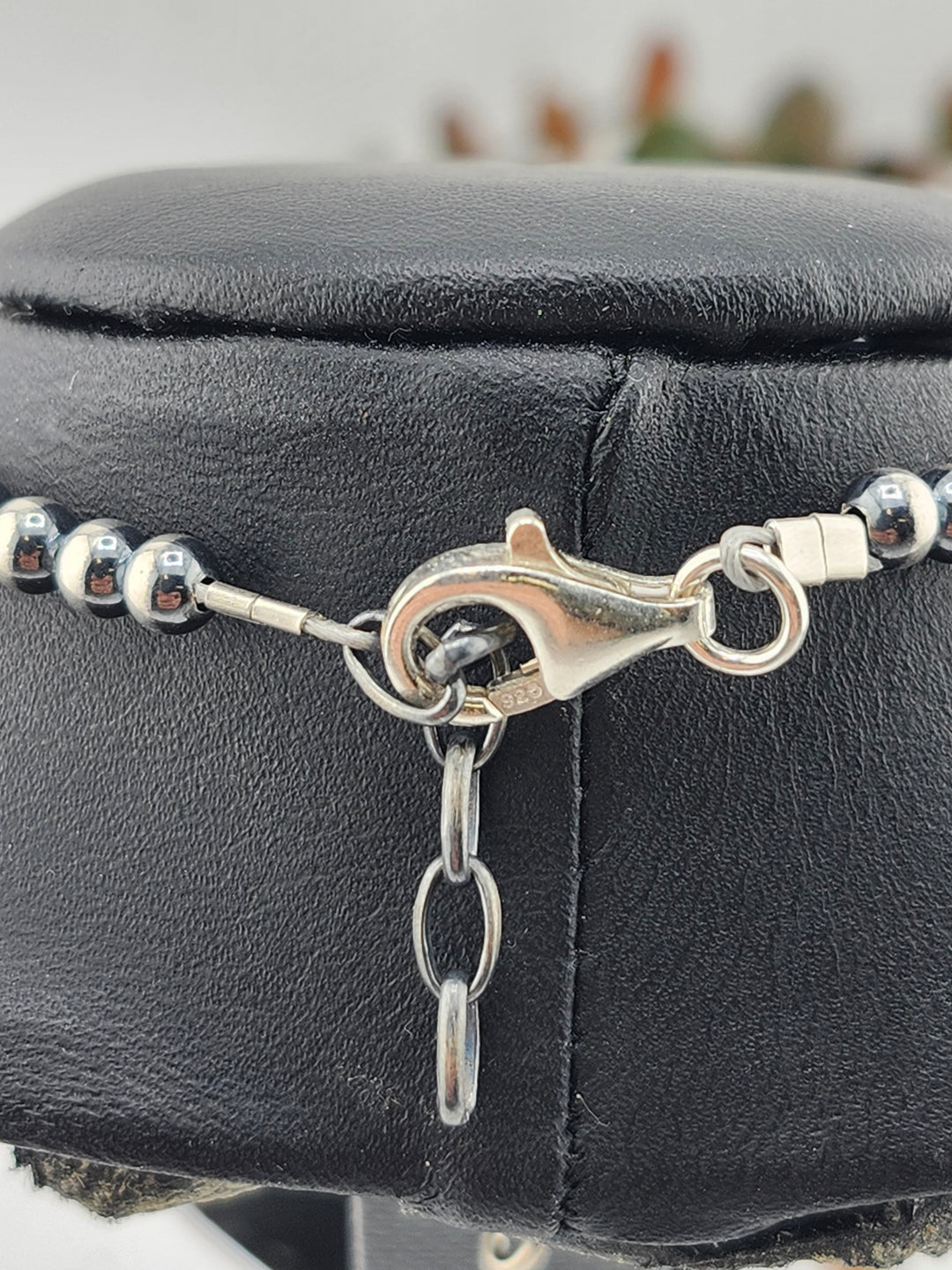 4mm and 6mm Kingman Turquoise and Oxidized 925 Sterling Silver Bead and Saucer Bracelet - 8"+1"