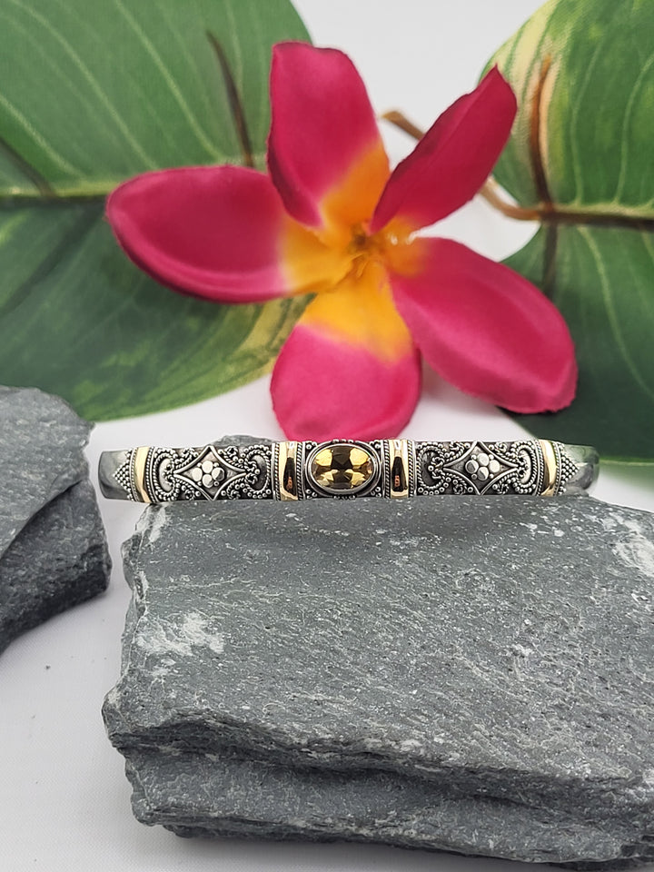 Bali 18k accented & Citrine Cuff Bracelet