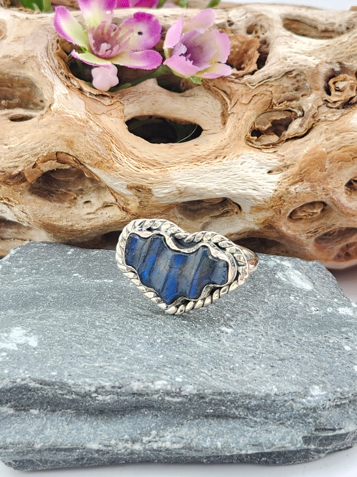 Blue Labradorite Bat Ring Size 10