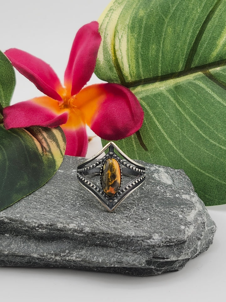 Oxidized Marquee Bumblebee Jasper Ring Size 9.25