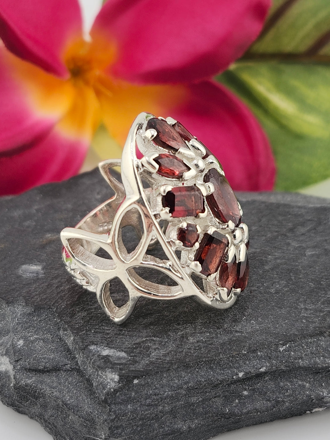 Cluster Garnet Ring Size 7