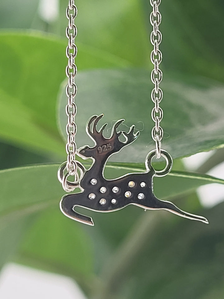 CZ Prancing Raindeer with 16" Chain