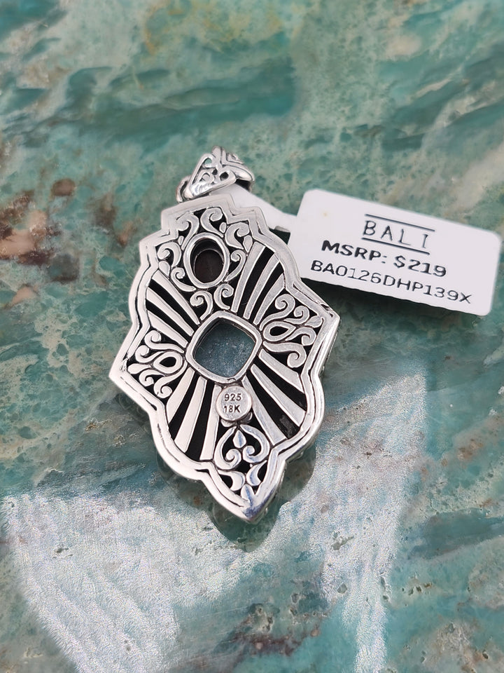 Bali 925 Sterling Silver/18K and Mixed Gemstone Pendant
