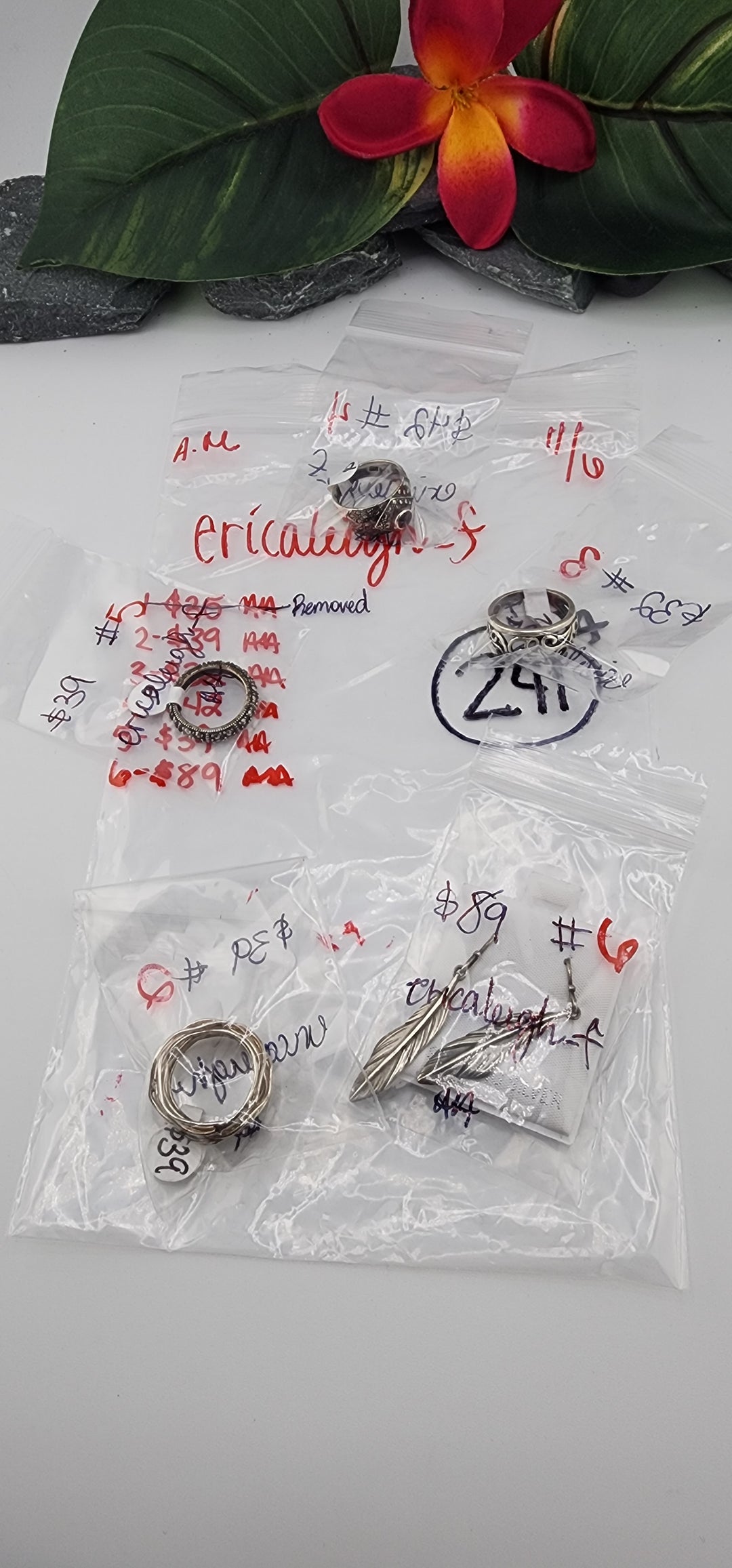 AM SHOW 48HR RESERVED FOR: ericaleigh_f - 11/6/2025 FL tiktok Live Show - 6 Sterling Silver Items