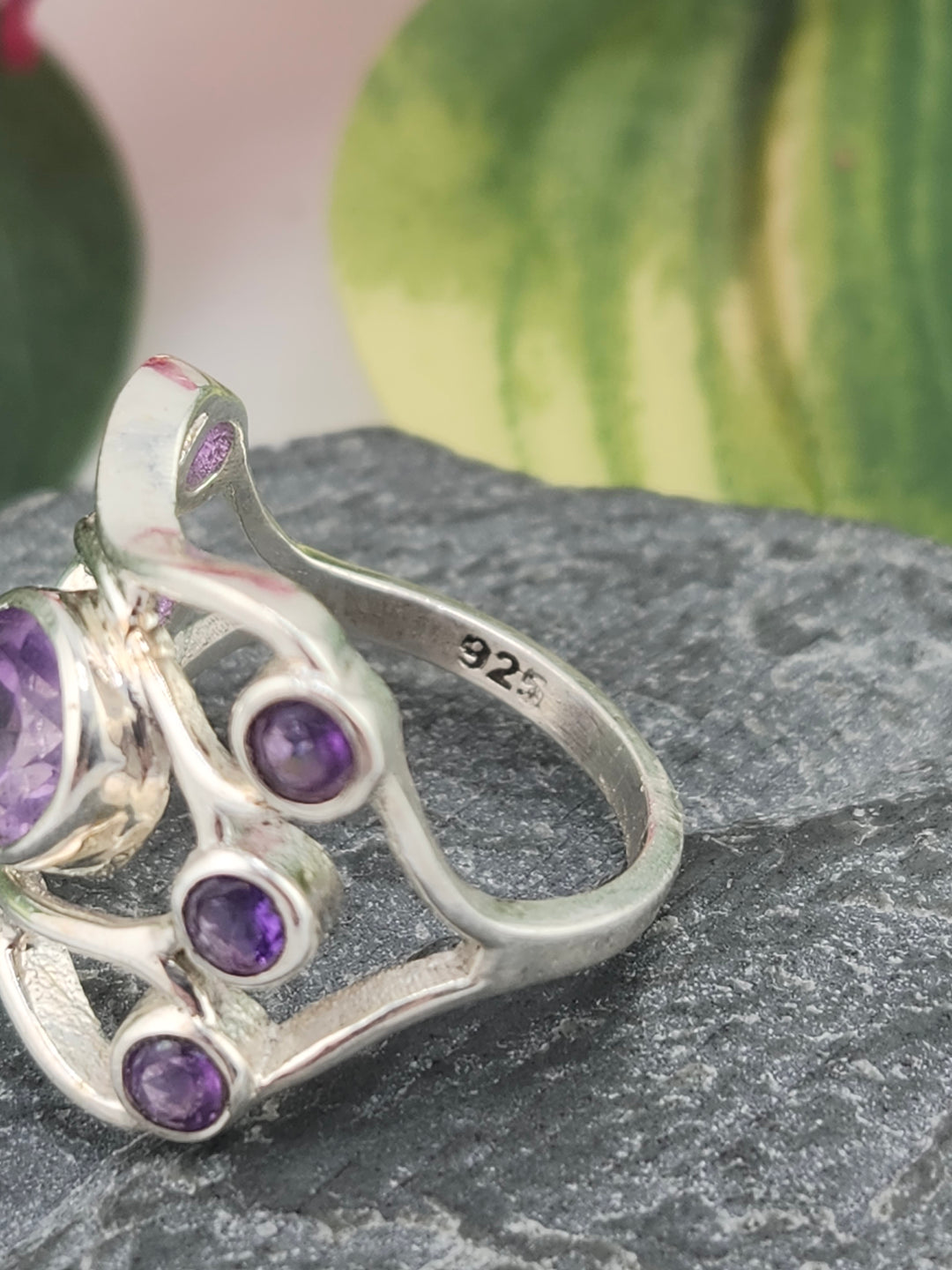 Amethyst and 925 Sterling Silver Ring - Size 7
