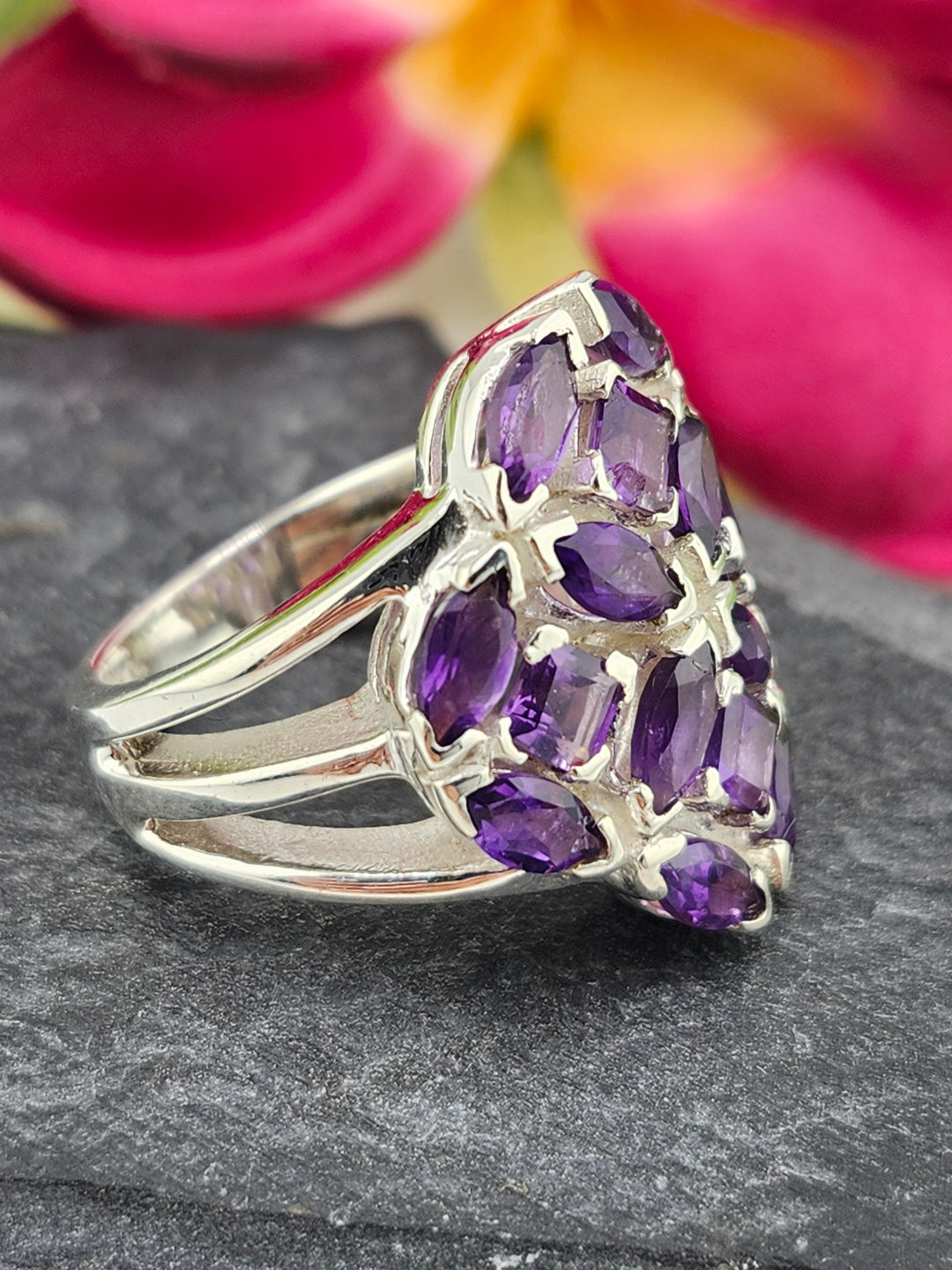 Cluster Amethyst Ring Size 6